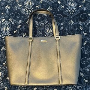 Kate spade large metallic silver tote